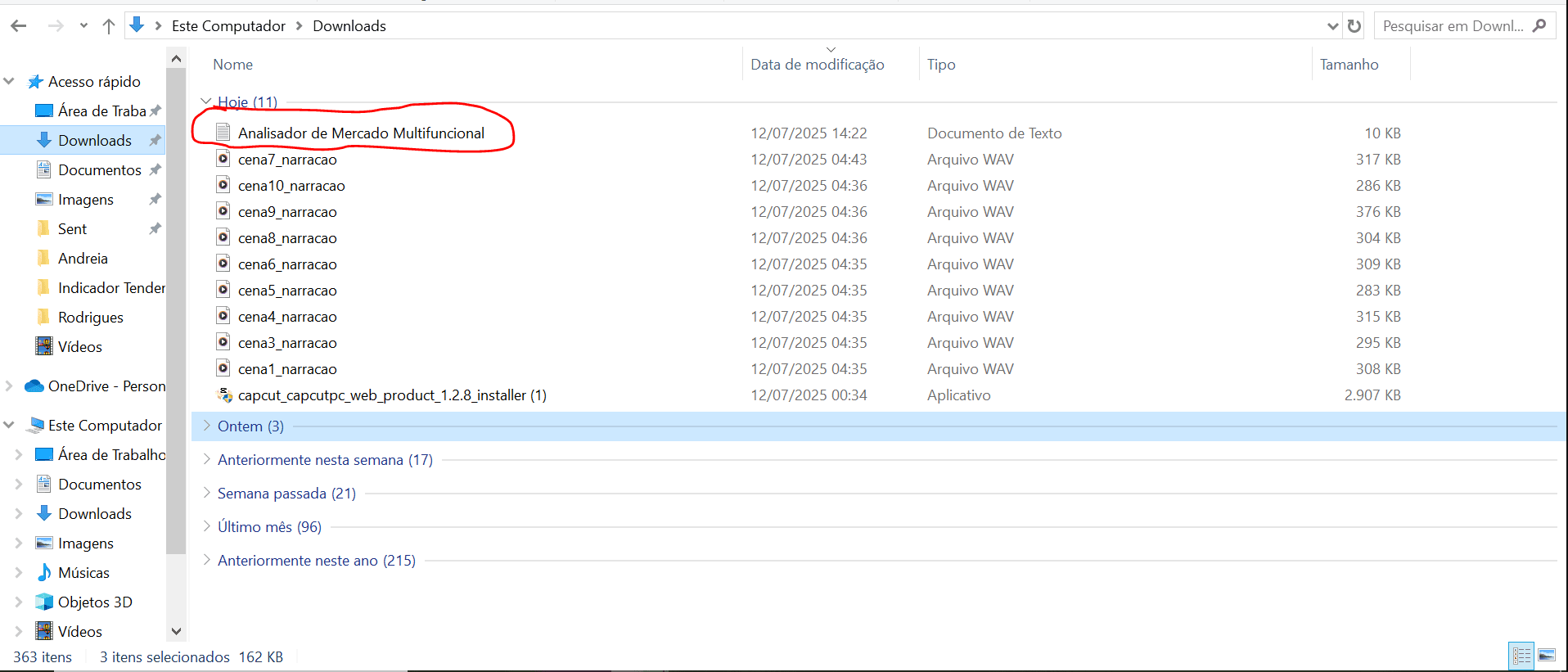 Arquivo do indicador na pasta Downloads